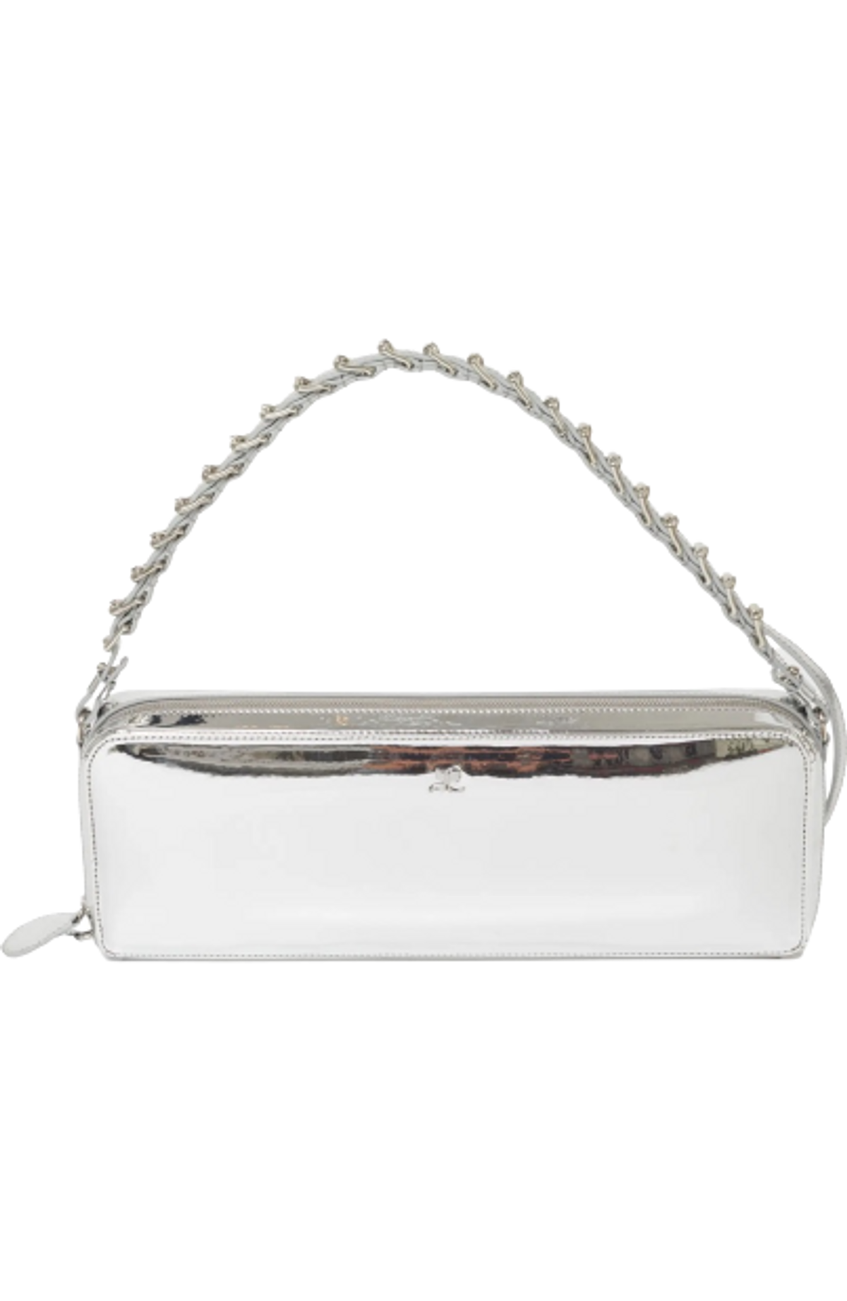 Courreges Mirror Faux Patent Leather Baguette Bag