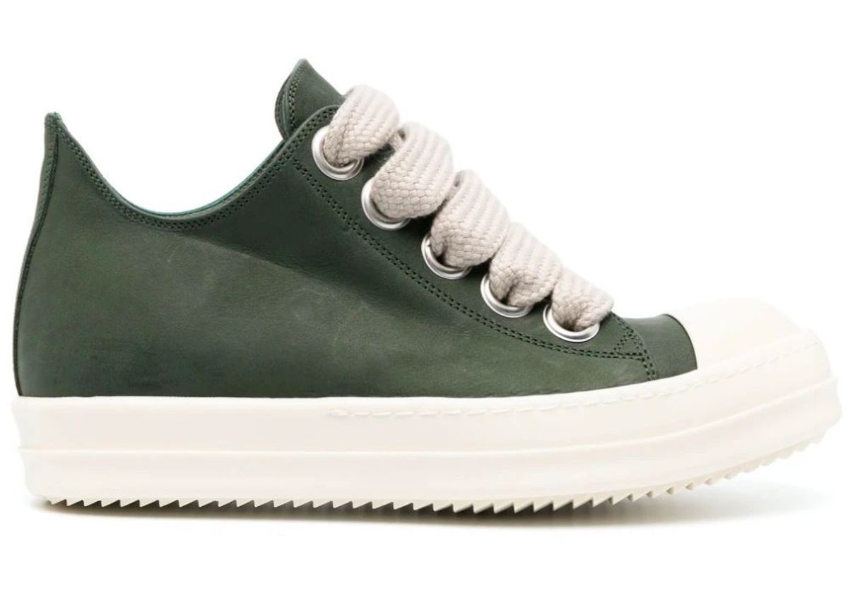 Rick Owens Green Leather Low-Top Sneakers