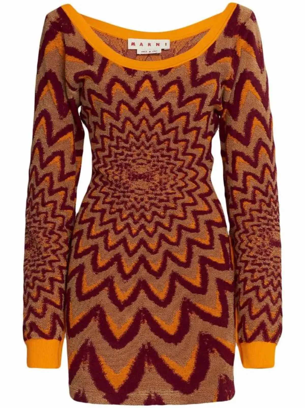 Marni Graphic-Print Long-Sleeve Mini Dress