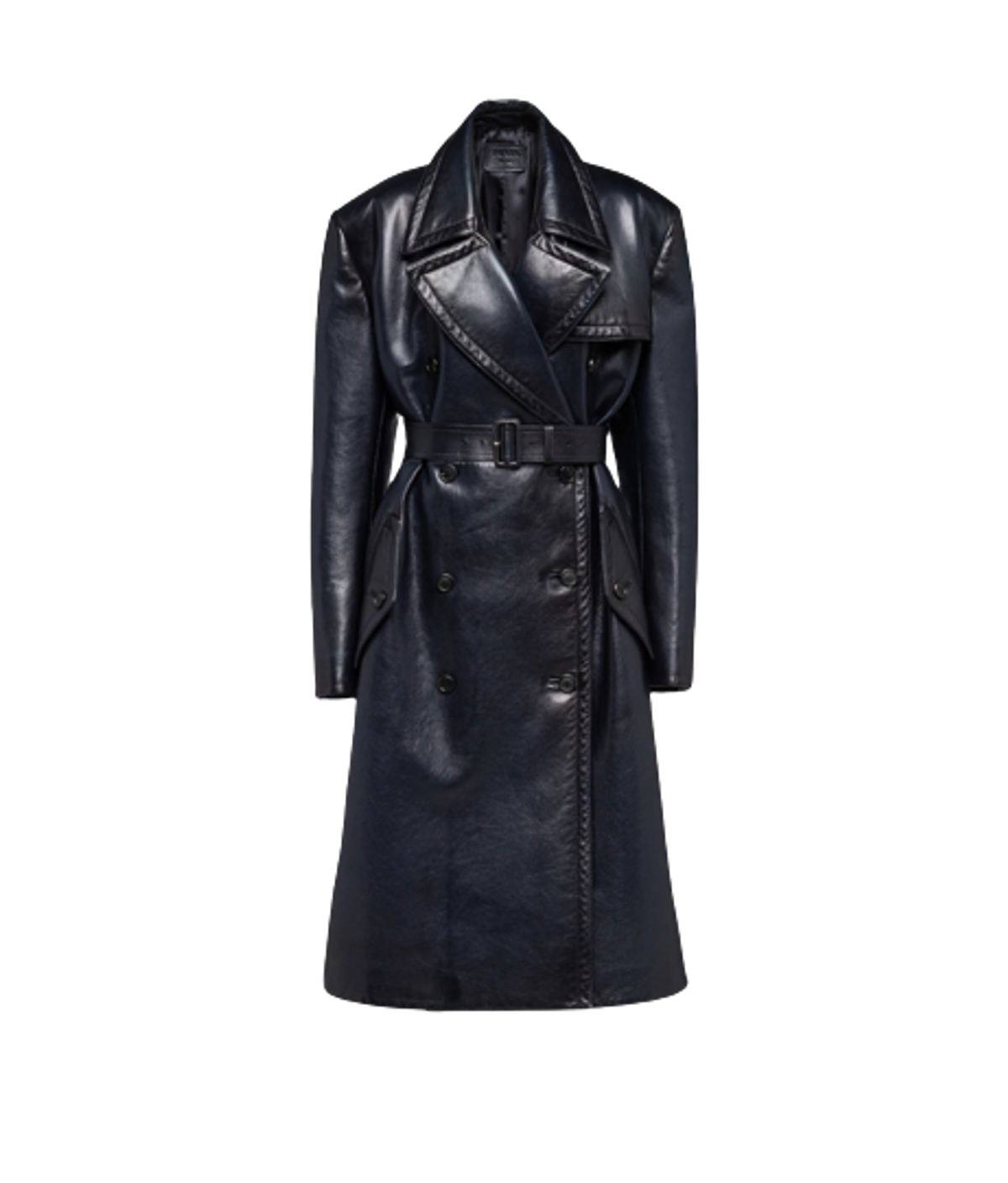 Prada Double-Breasted Leather Trench Coat