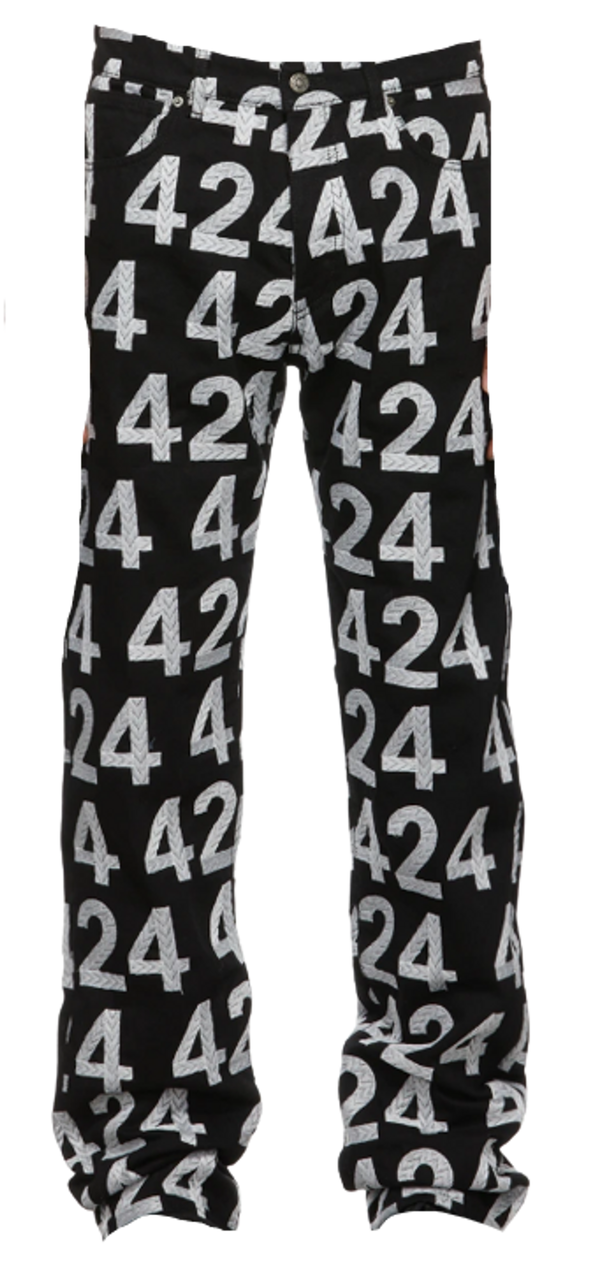 424 Black Embroidered Logo Jeans