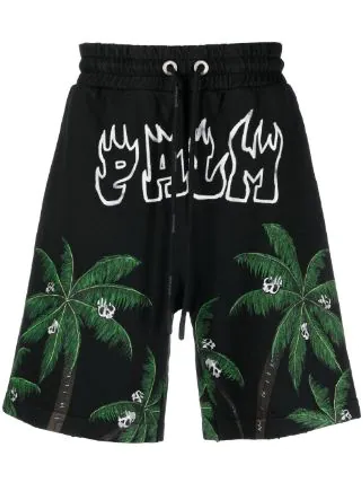 Palm Angels Black Palms And Skull Vintage Cotton Sweatshorts