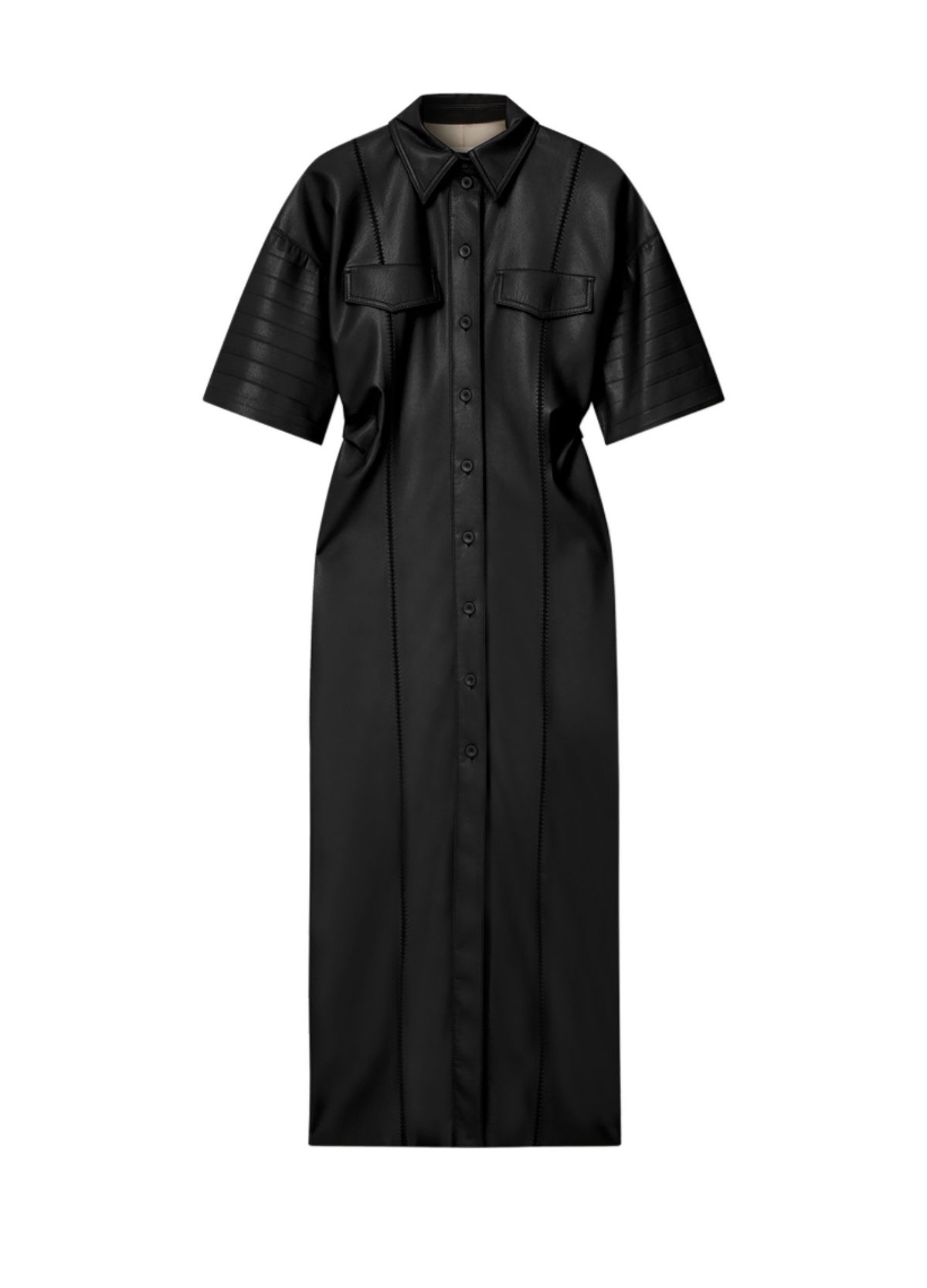 Nanushka Vegan Leather Ridge-Effect Dress
