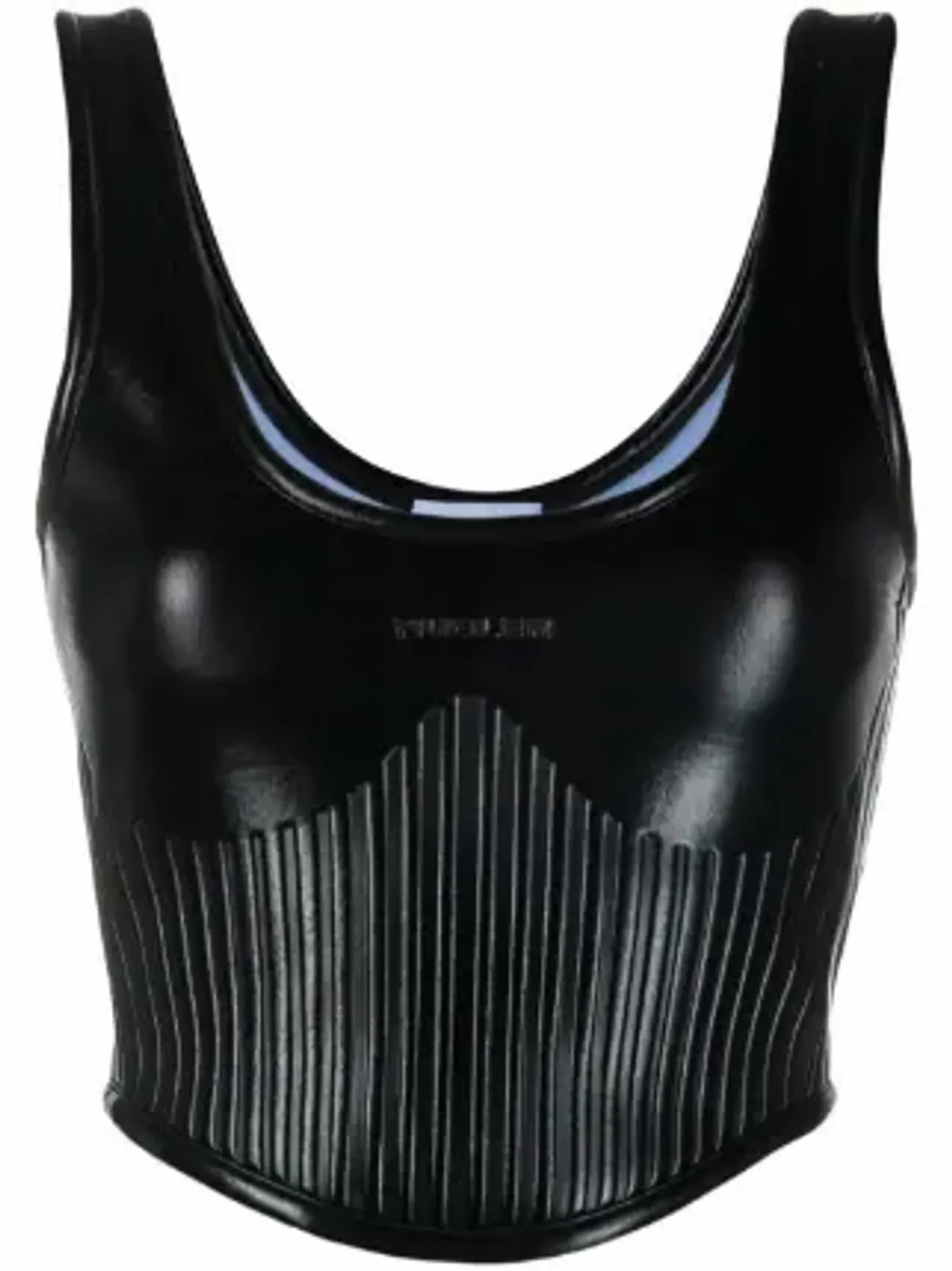 Mugler Faux-Leather Cropped Tank Top