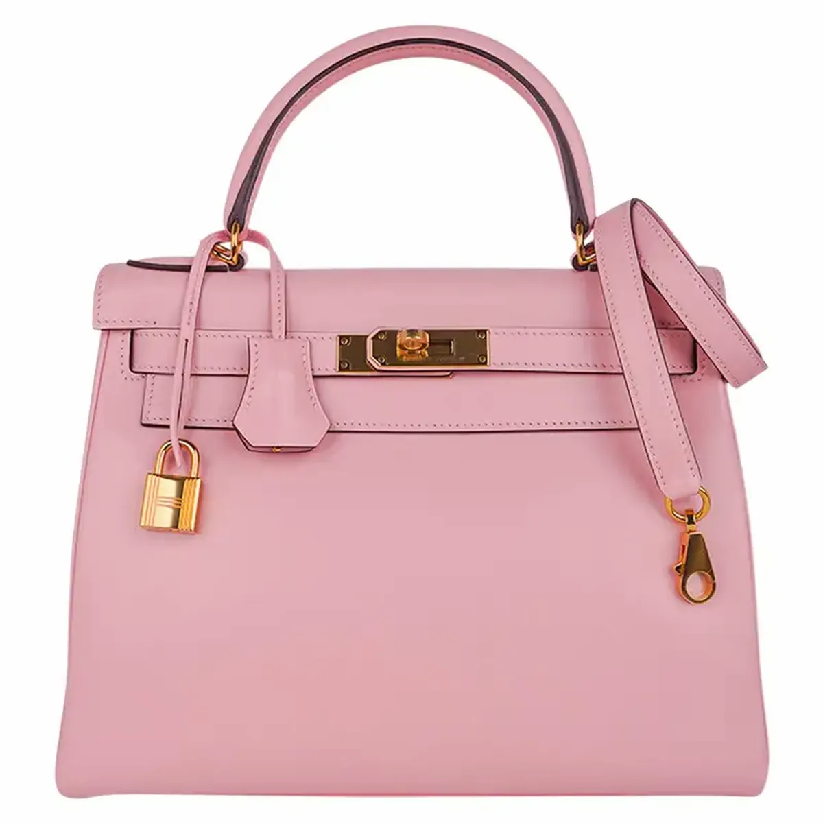 Hermes Kelly 28 Bag Rose Sakura Swift Leather Bag