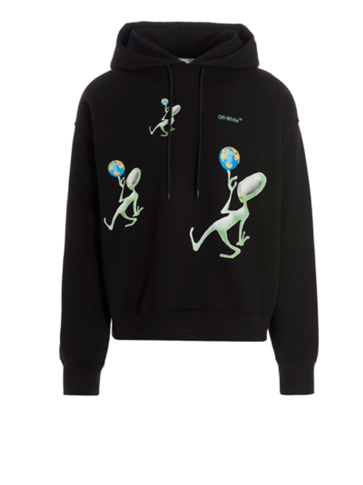 Off-White Alien Arrow Black Embroidered Cotton Hoodie