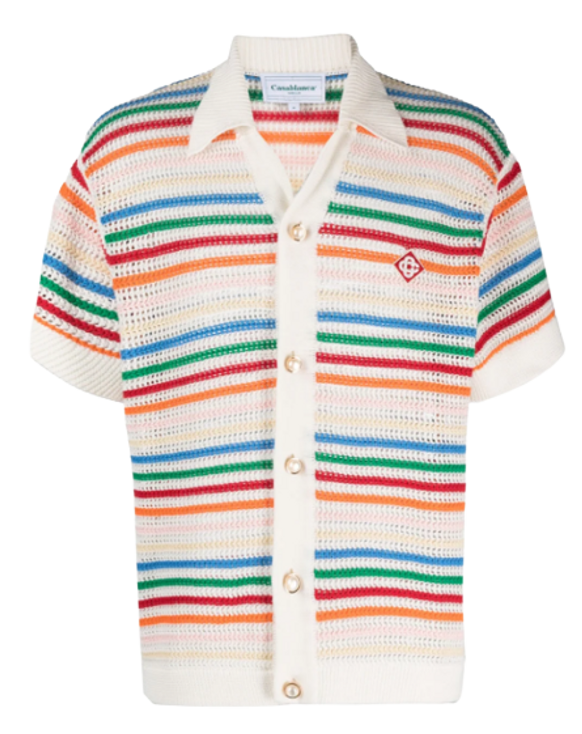 Casablanca Braid Striped Crochet Knit Shirt