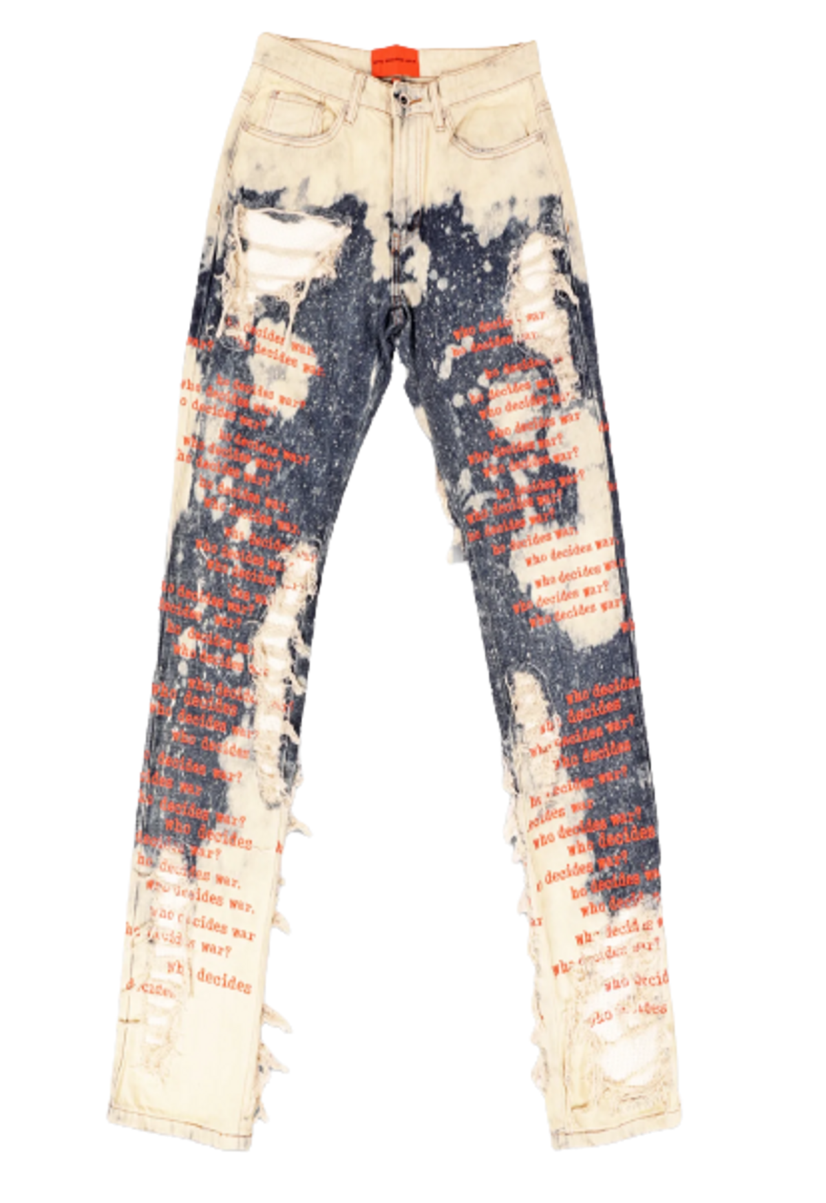 Who Decides War Bleached Scripture Denim Jeans