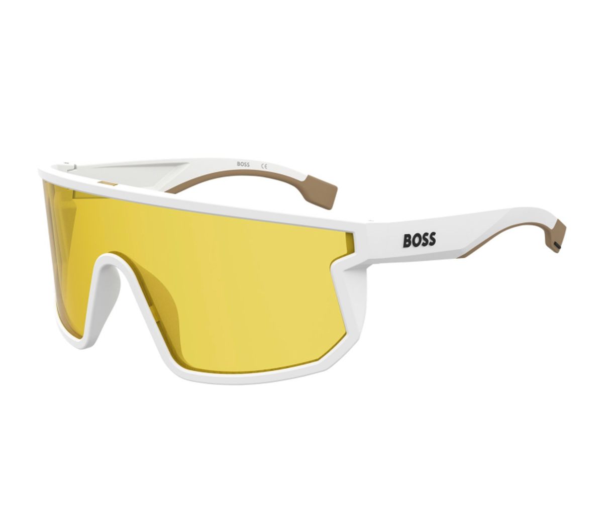 Hugo Boss White Yellow Mask-Style Sunglasses