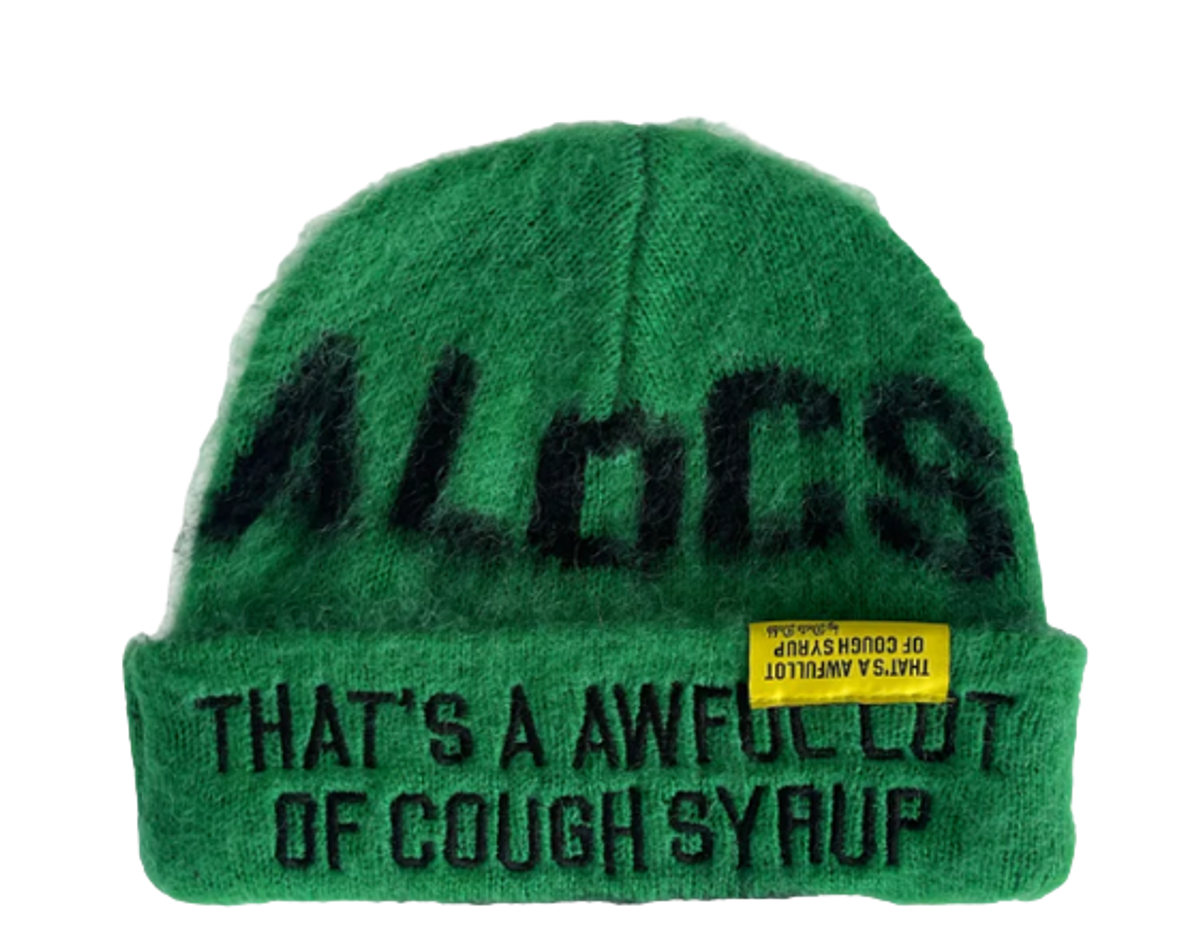 Awful Lot of Cough Syrup Mohair Green Beanie