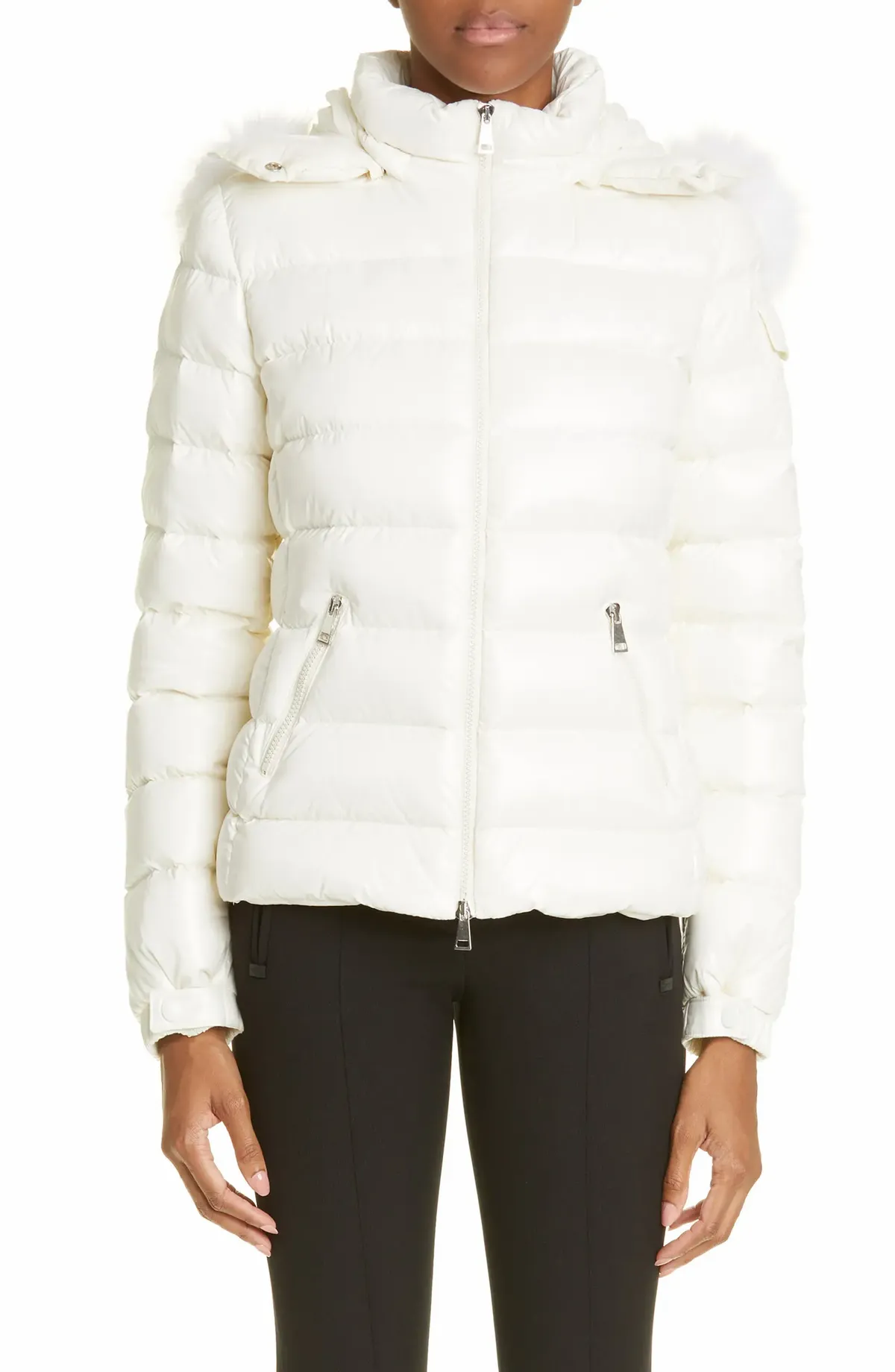 Moncler Badyf Down Jacket With Removable Faux Fur Trim In Nero