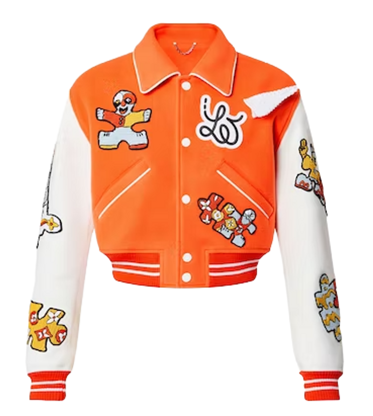 Louis Vuitton Orange & White Cropped Varsity Jacket