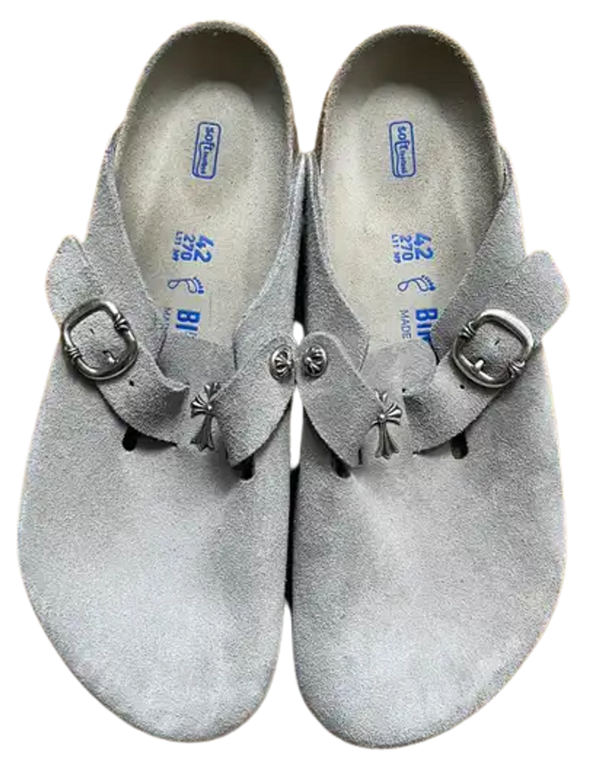 Birkenstock × Chrome Hearts Suede Grey Sandals