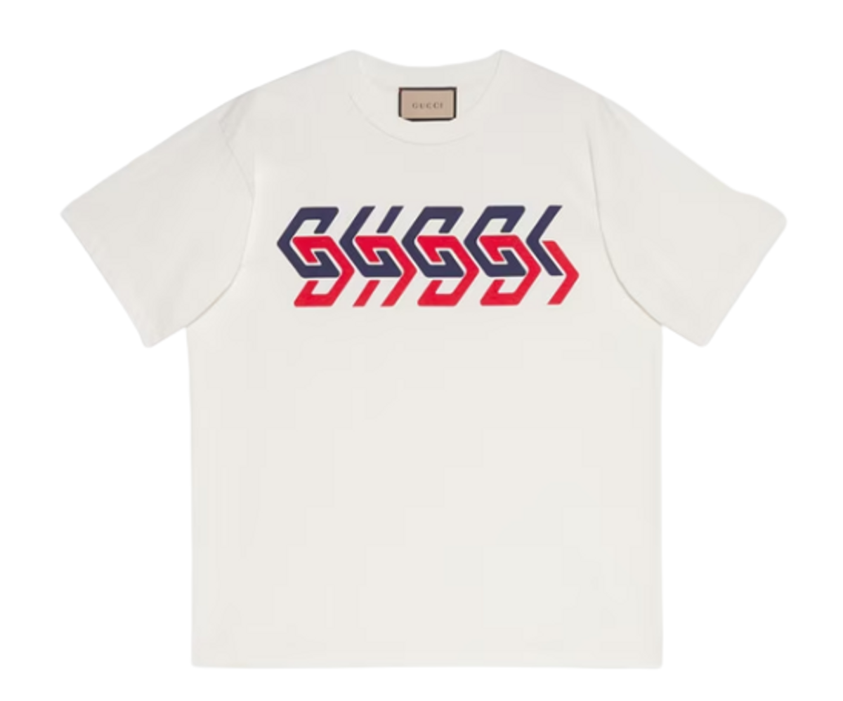 Gucci Mirror Logo Print Short Sleeve White T-Shirt