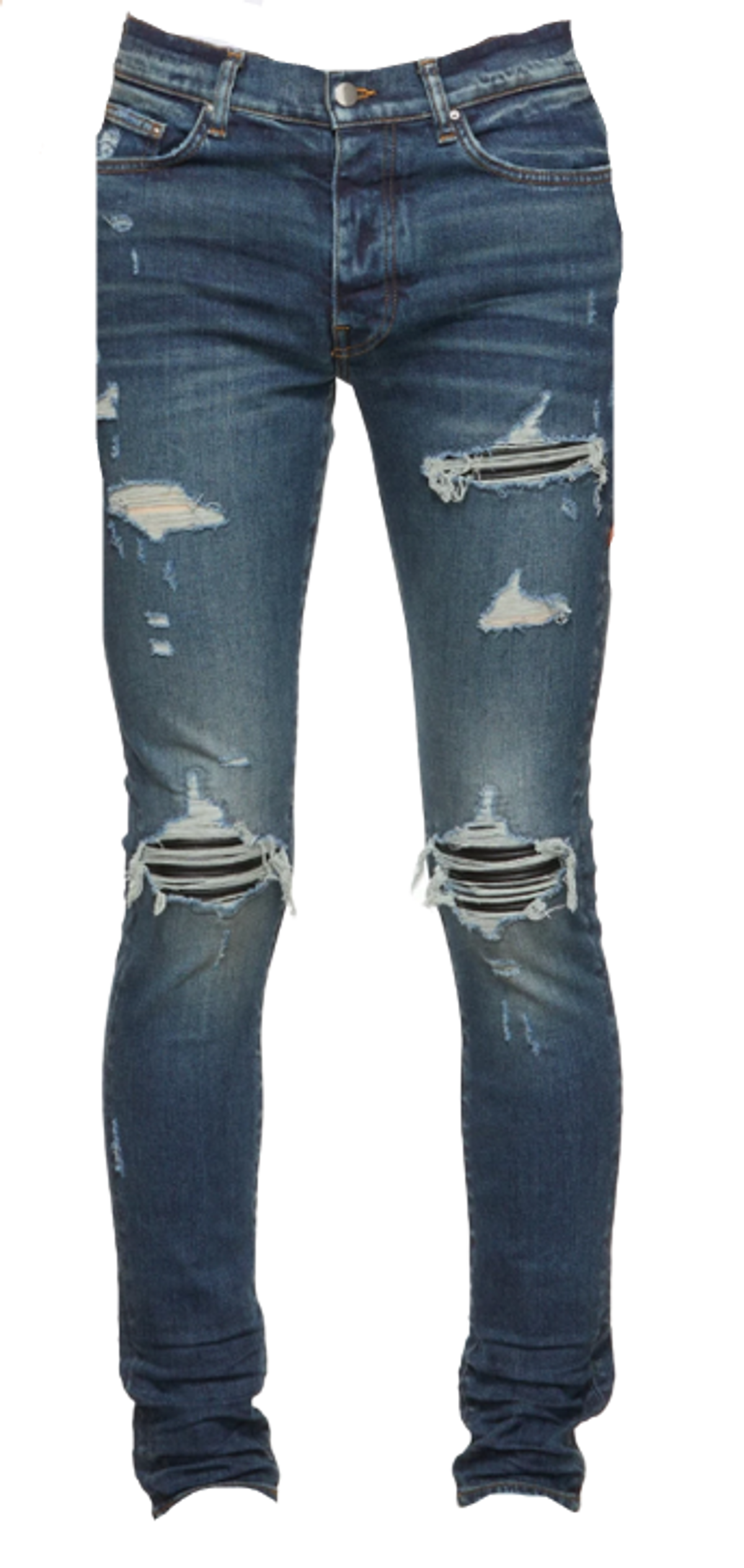 Amiri Mx1 Core Distressed Regular Fit Stretch Denim Jeans
