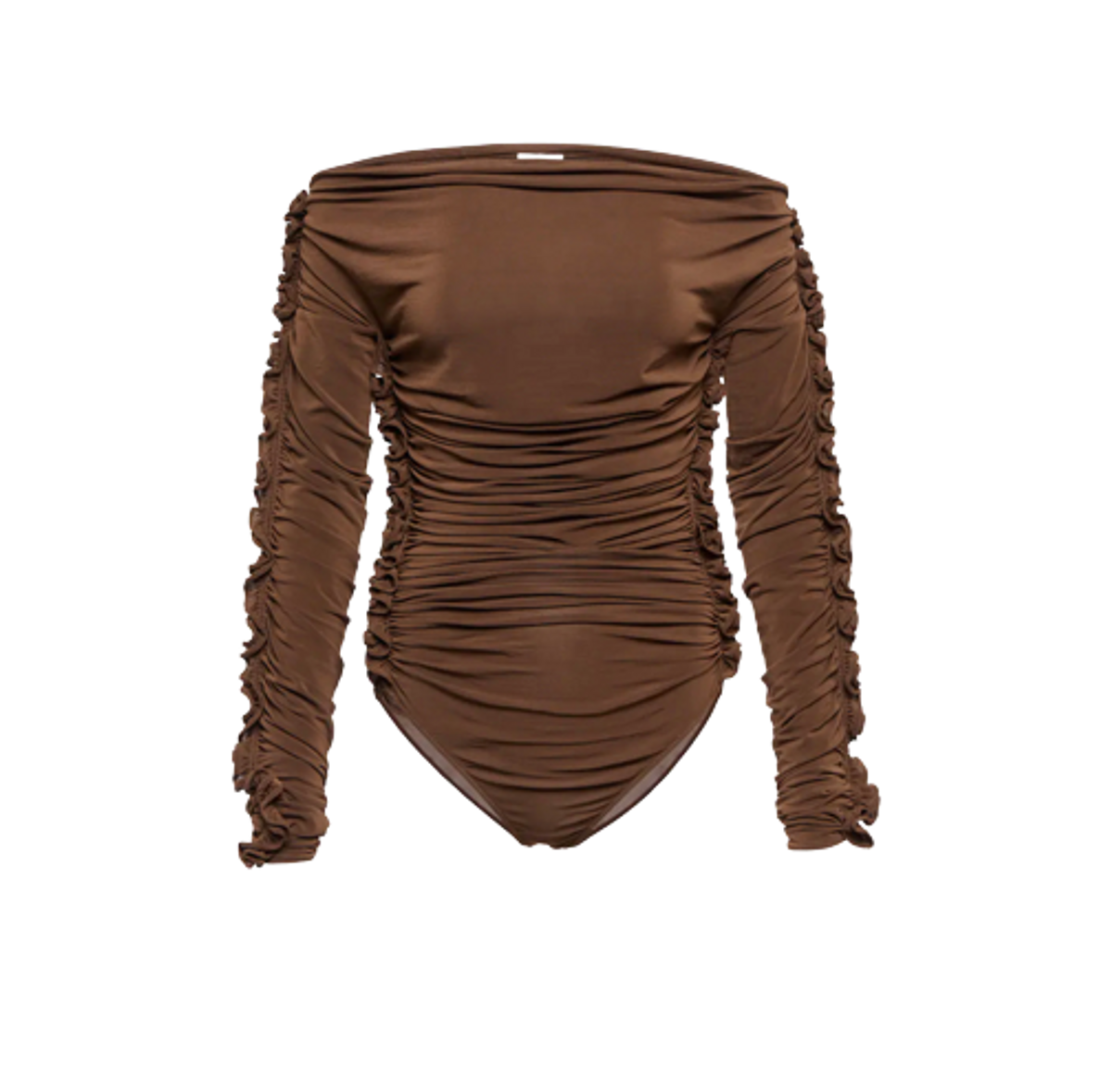 Saint Laurent Ruched Off-Shoulder Bodysuit
