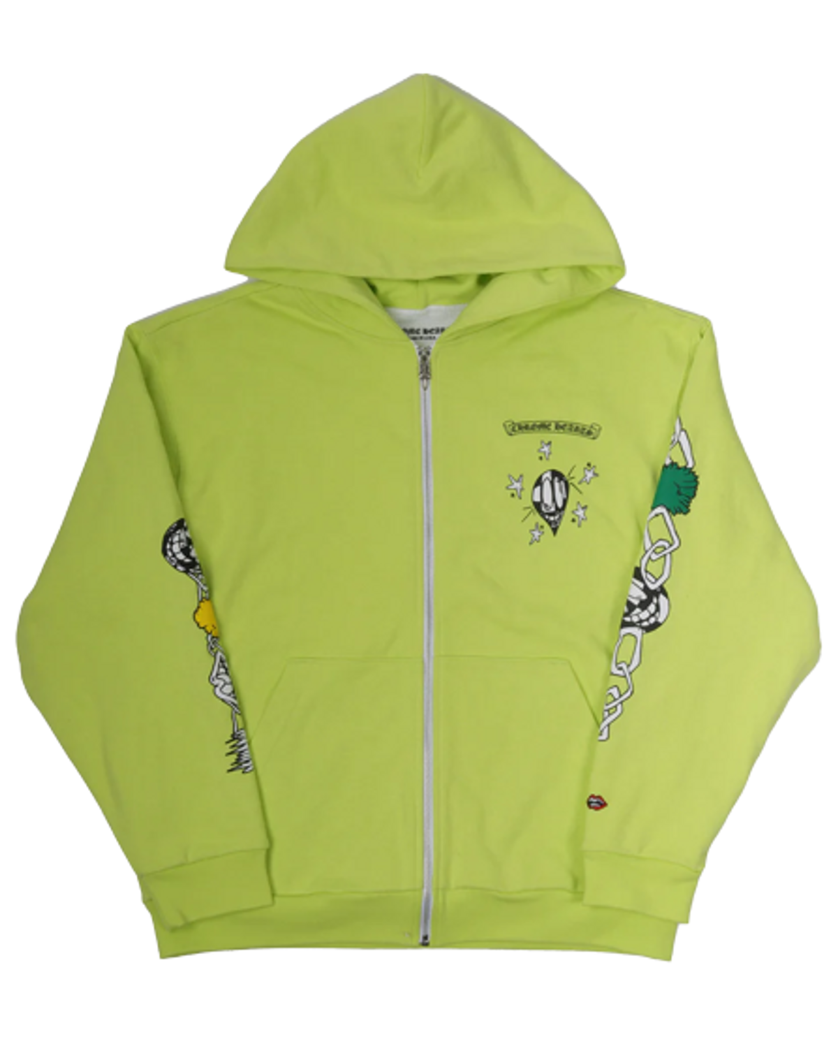 Chrome Hearts Lime Green Thermal Lined ZipUp Hoodie WHAT’S ON THE STAR?
