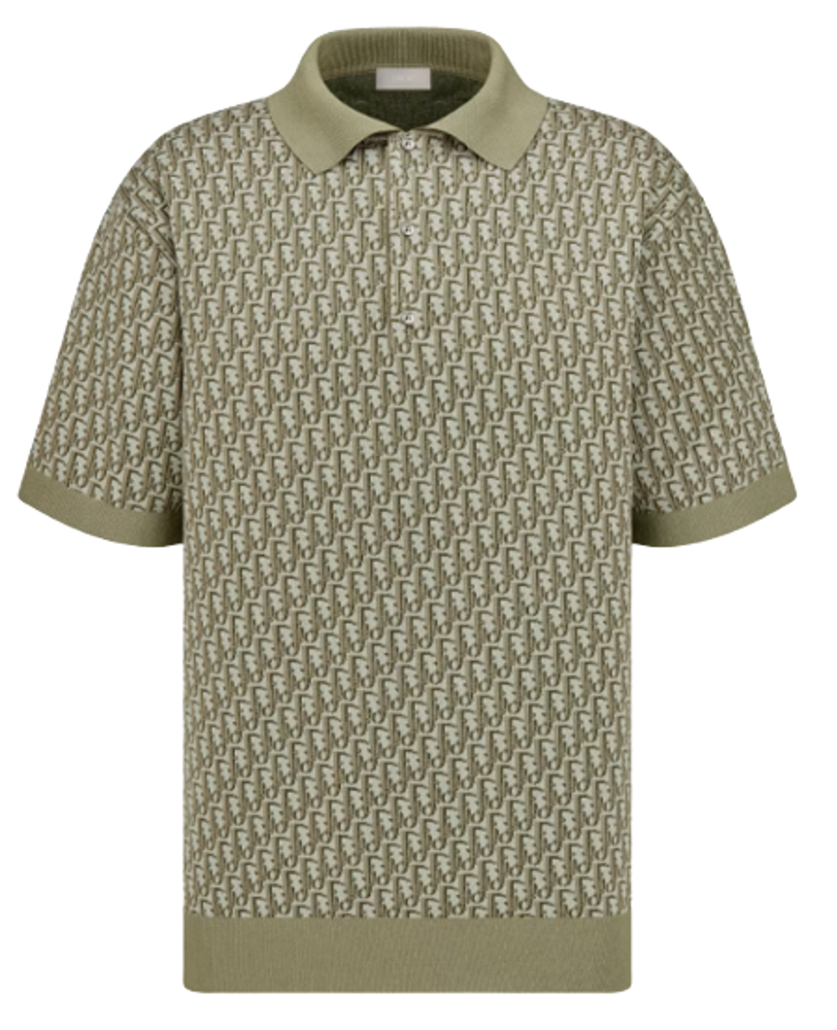 Dior Khaki Cotton Jacquard Polo Shirt