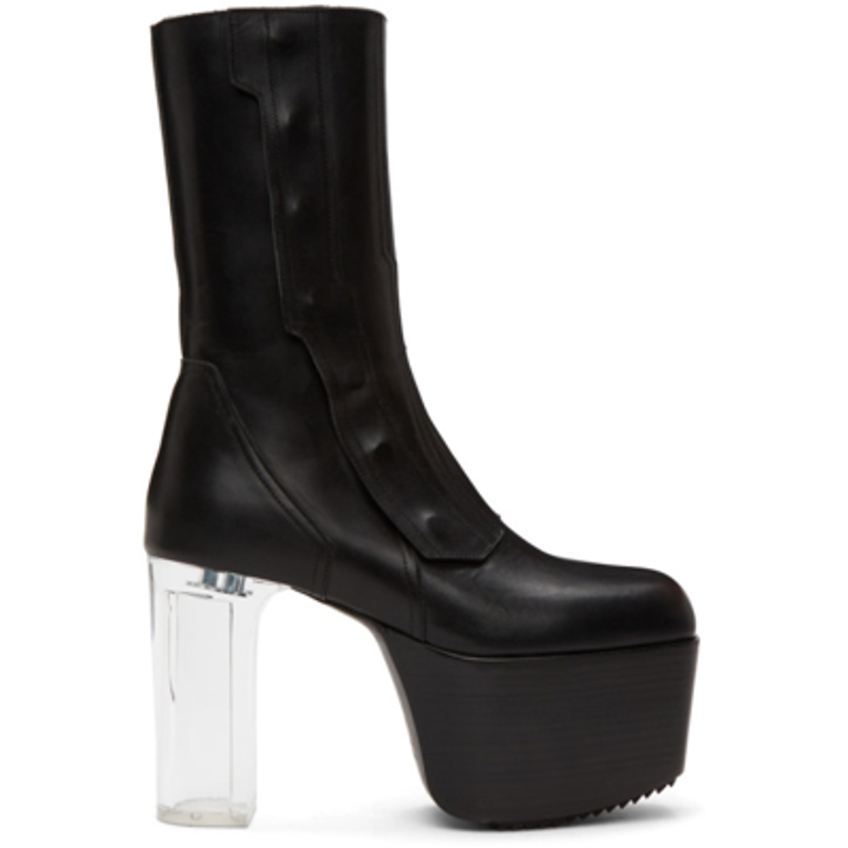 Rick Owens Black Biker Platform Chelsea Boots In 090 Black