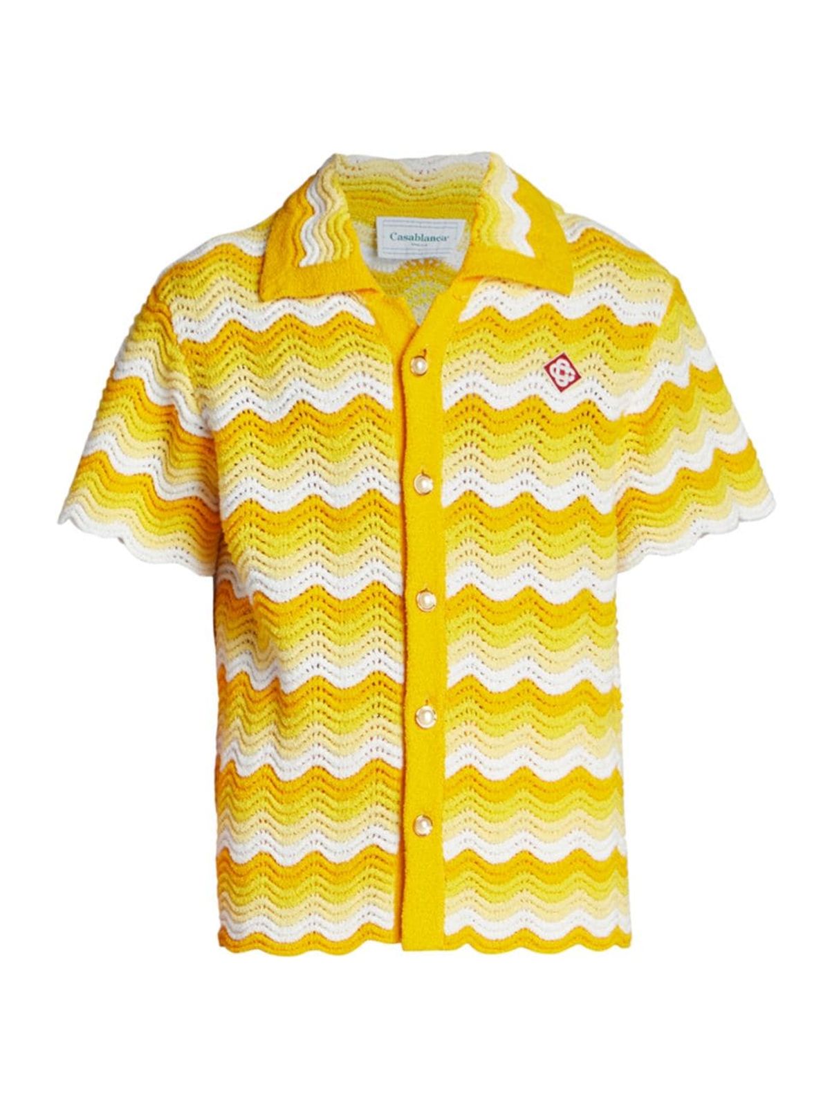 Casablanca Gradient Wave-knit Cotton-blend Shirt In Yellow