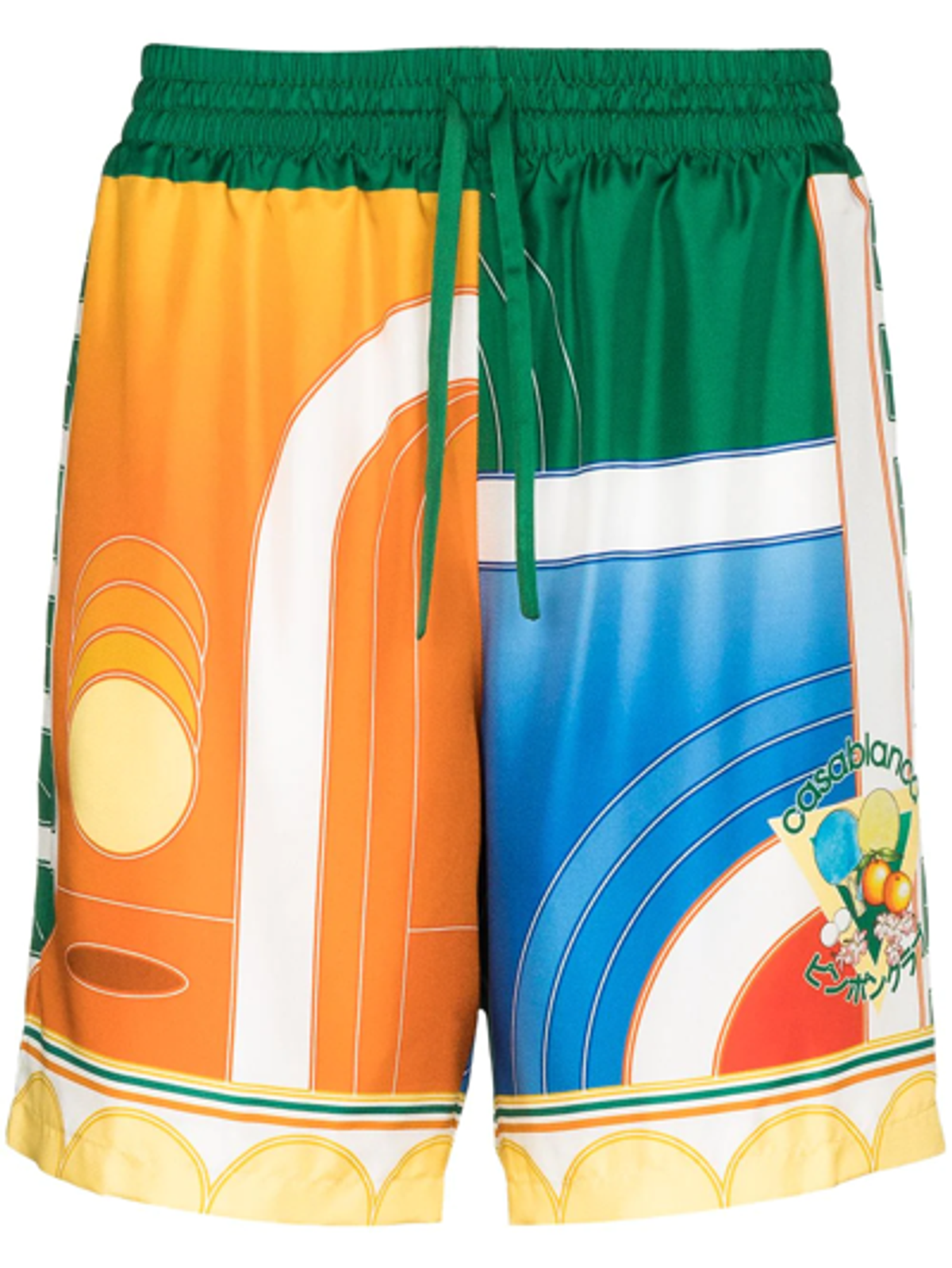 Casablanca Multicolor Silk Bermuda With Logo In Multi-color