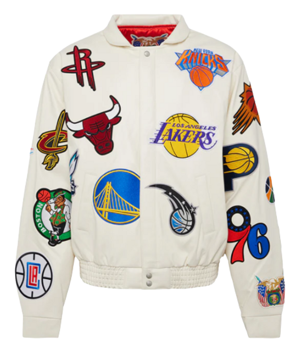 NBA × Jeff Hamilton Vegan White Leather Jacket