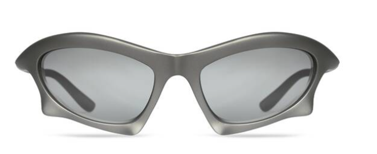 Balenciaga Silver Bat Rectangle Sunglasses