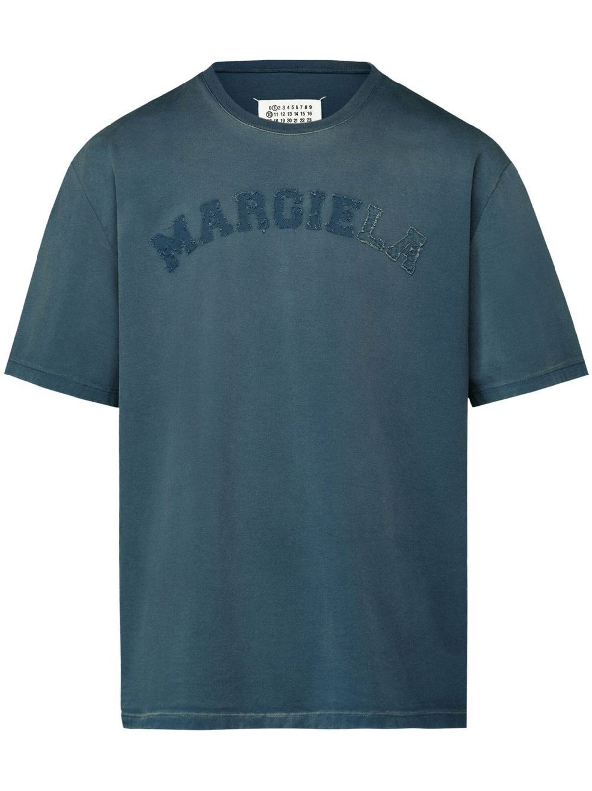 Maison Margiela Blue Logo-Patch Short-Sleeve T-shirt