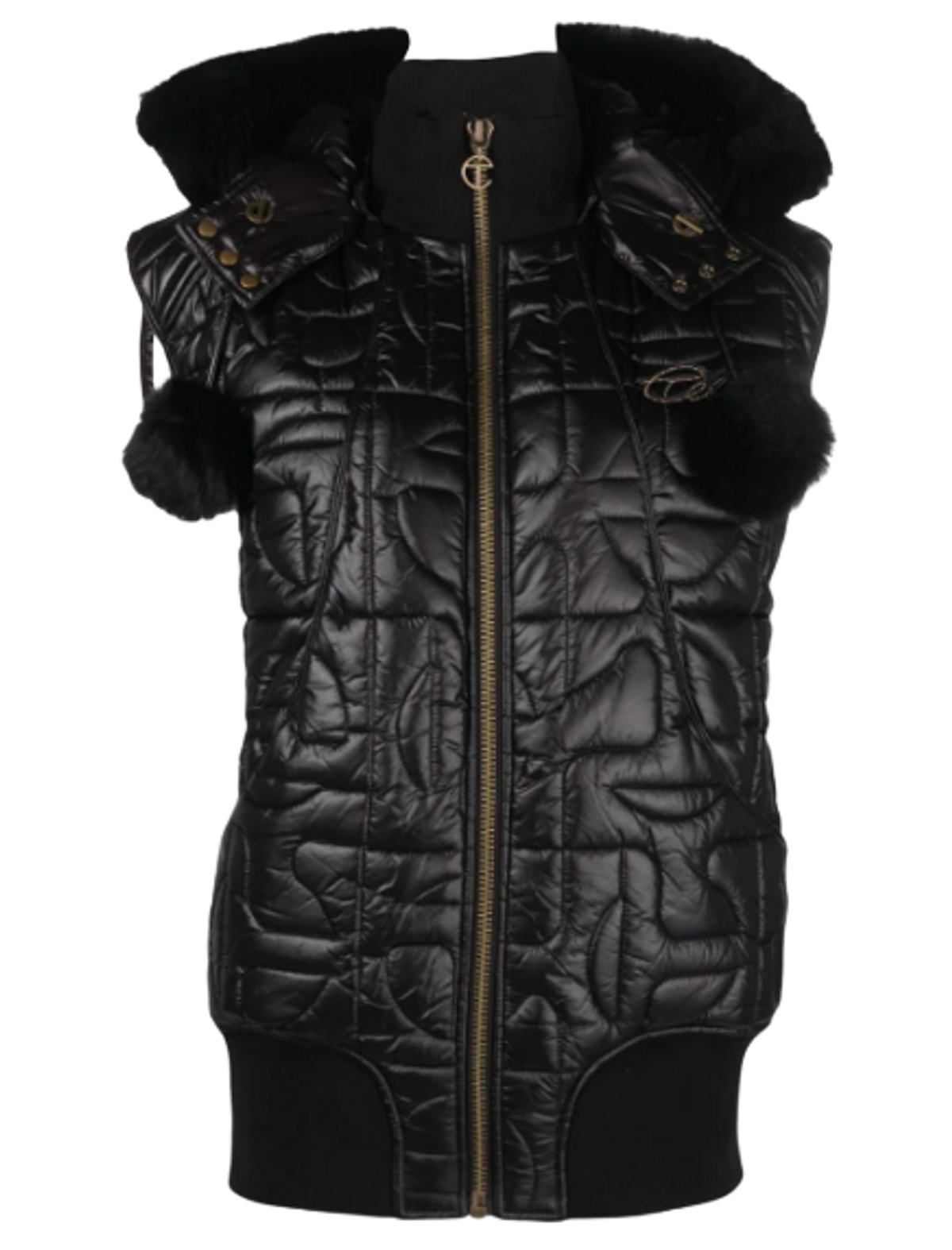 Telfar × Moose Knuckles Fur Black Trim Quilted Bomber Vest