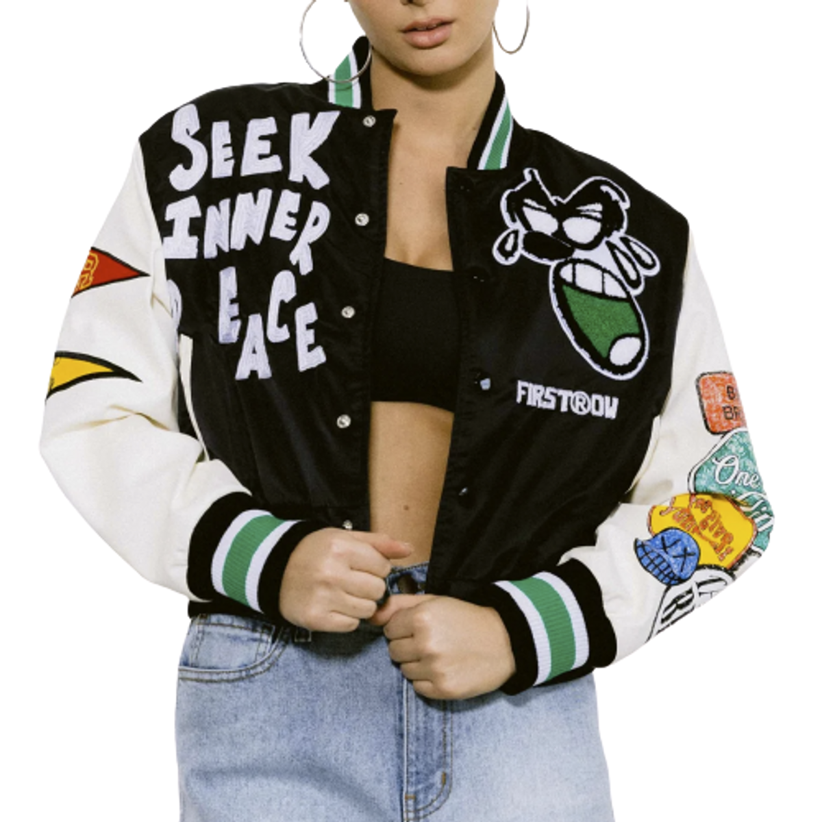 First Row Denim Spring Break Varsity Jacket