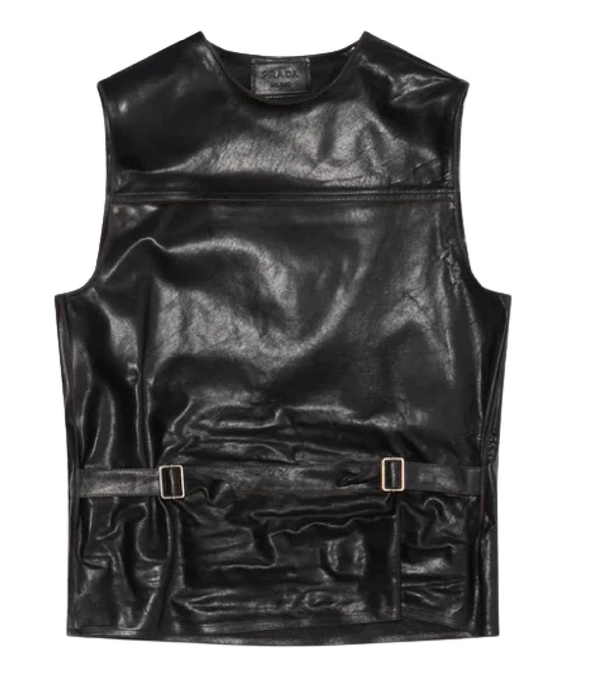 Prada Leather Black Vest Top