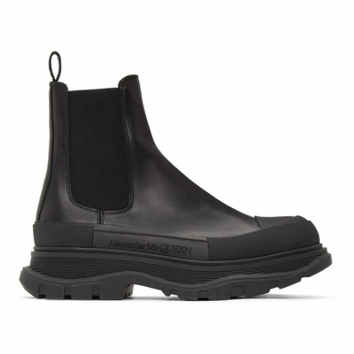 Alexander McQueen Tread Slick Leather Black Chelsea Boots