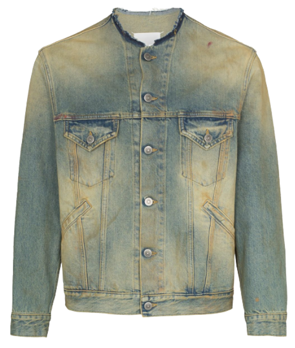 Maison Margiela Raw Cut Collar Blue Denim Jacket