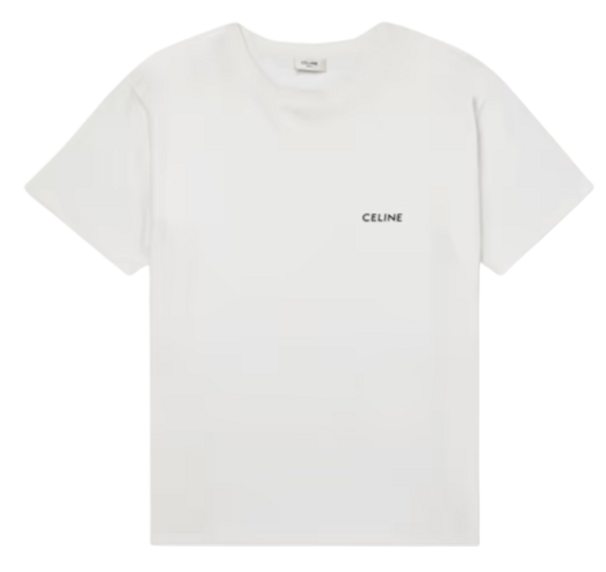 Celine Logo Embroidered White Cotton Jersey T-Shirt