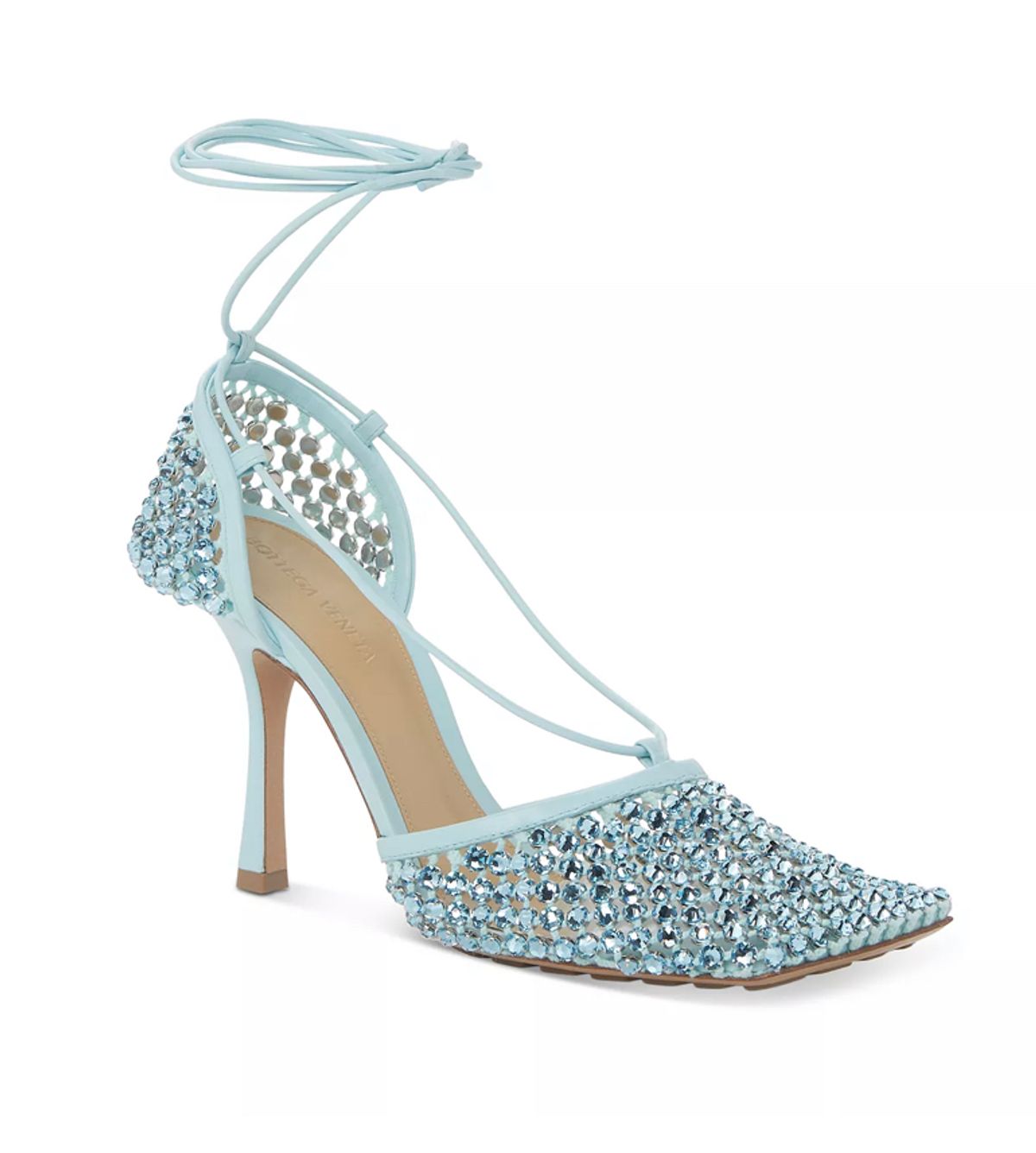 Bottega Veneta Stretch Embellished Ankle Strap High Heel Pumps