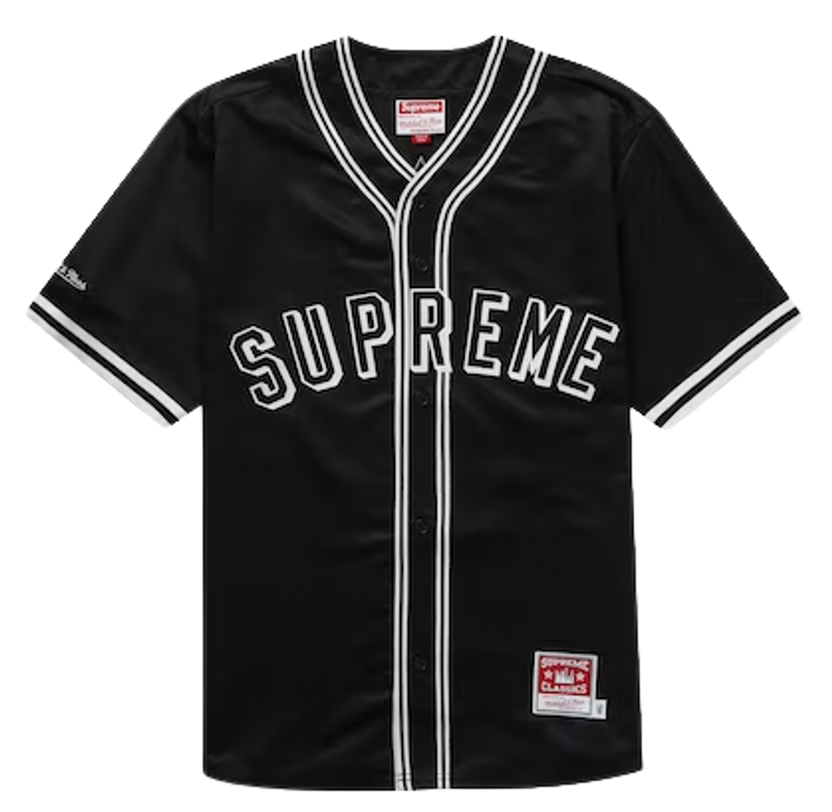 Supreme x Mitchell & Ness Satin Baseball Jersey Black main image 1