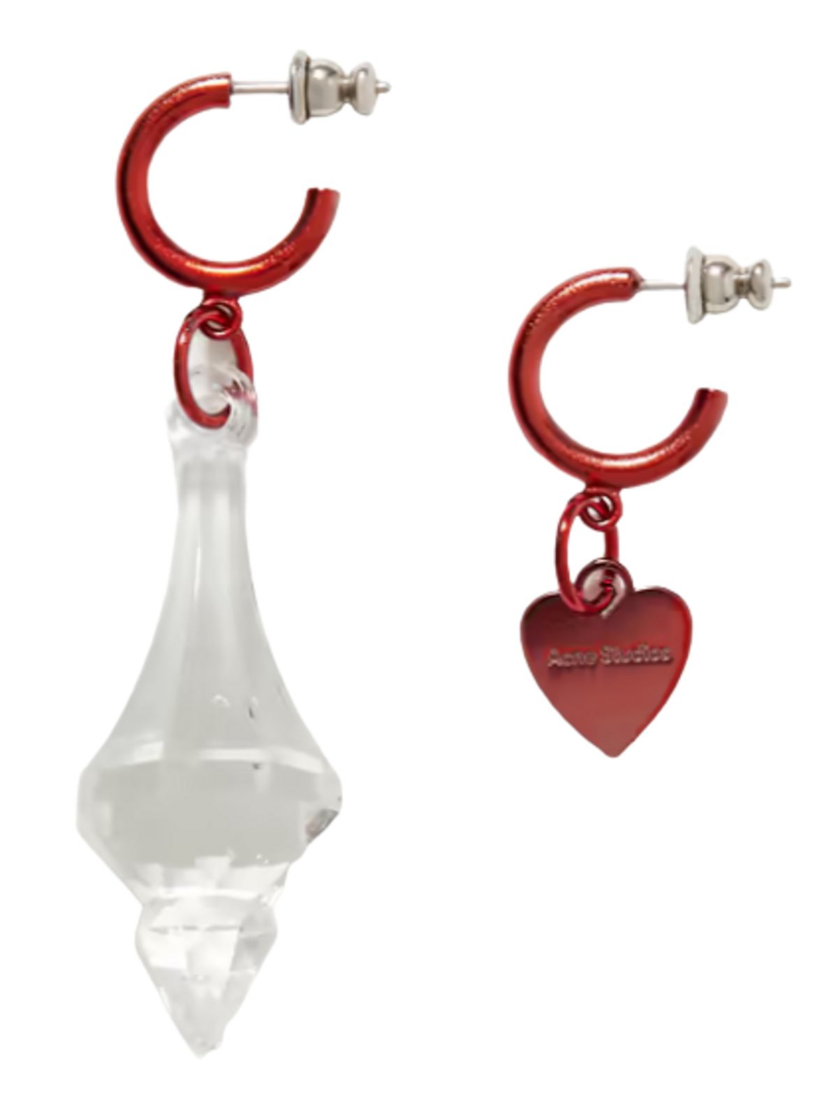 Acne Studios Attiko Silver Tone Red Crystal Earrings