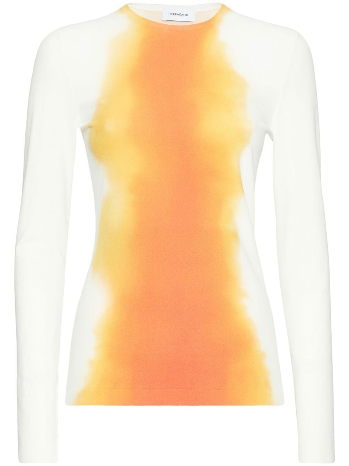 Ferragamo Gradient-effect Long-sleeve Top In White