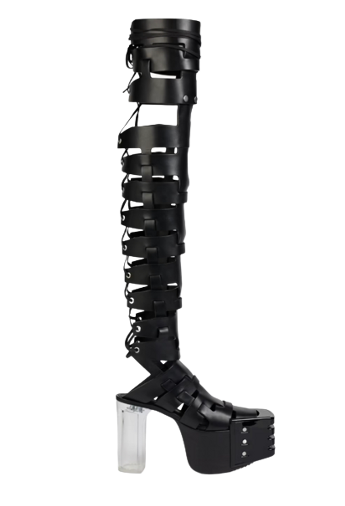 Rick Owens Lace-Up Leather Platform Over-The-Knee Boots