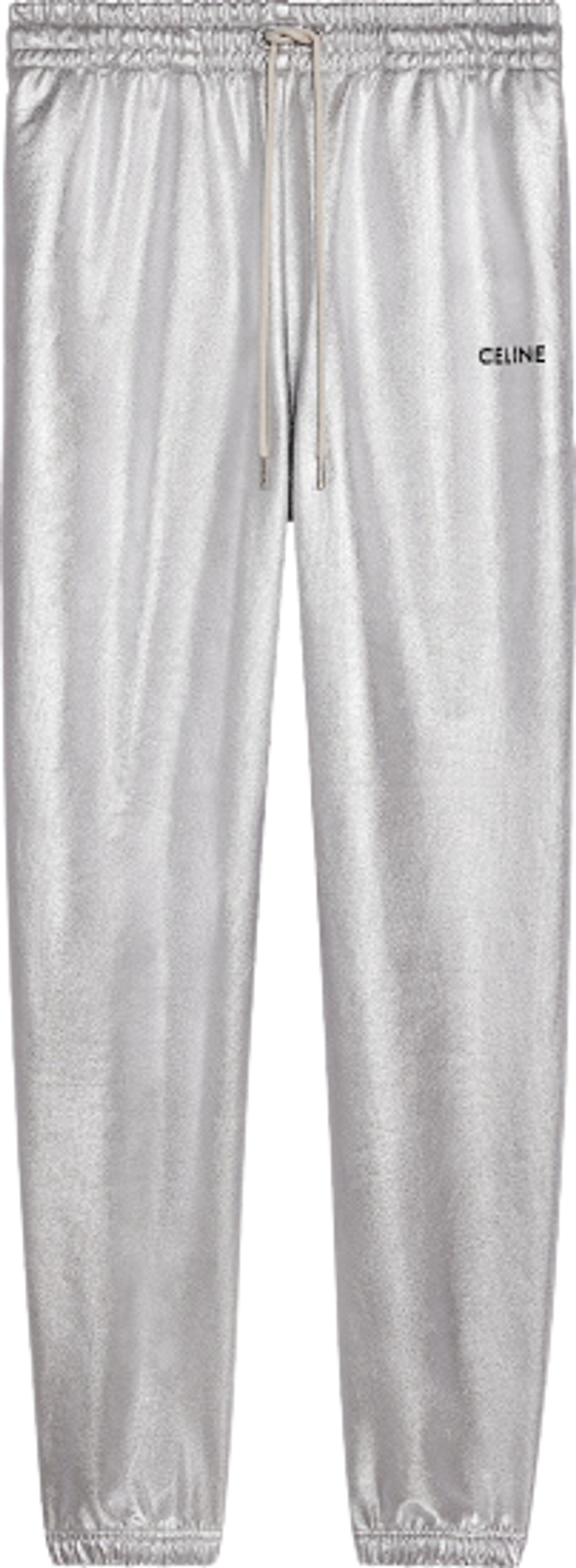 Celine Slim-Fit Tapered Metallic Cotton-Jersey Sweatpants Silver