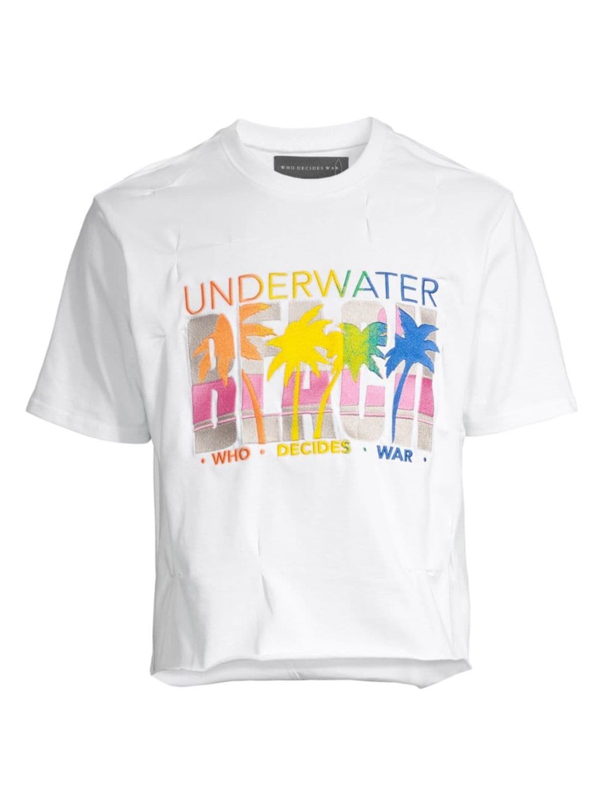Who Decides War Beach Jersey Cropped T-shirt In White Multi