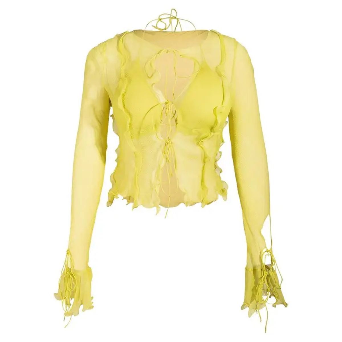 Karl Lagerfeld × Fendi Yellow-Green Tie Top and Bra Set