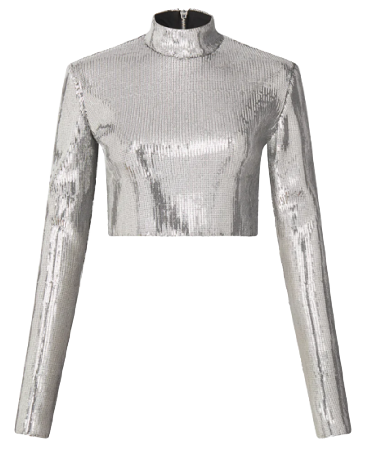 David Koma Long Sleeve Sequin Crop Top