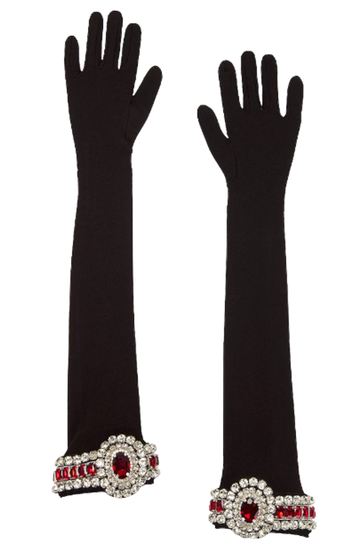David Koma Crystal Black Long Gloves