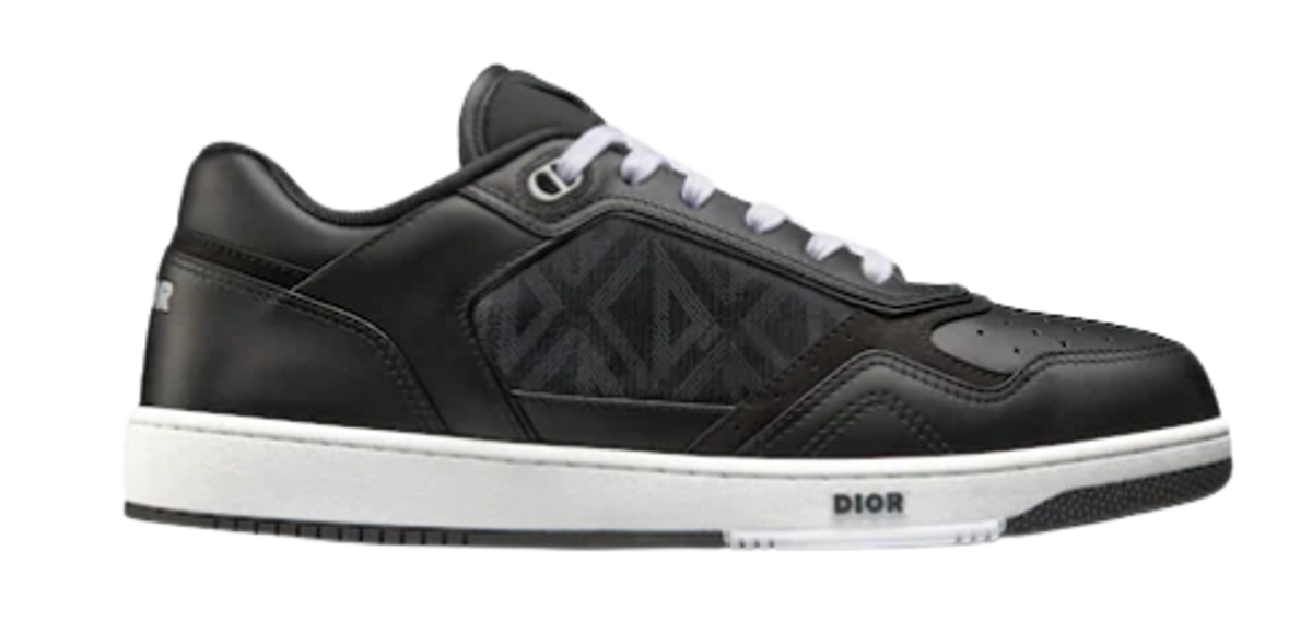Dior B27 Black Smooth Calfskin Diamond Canvas Sneakers