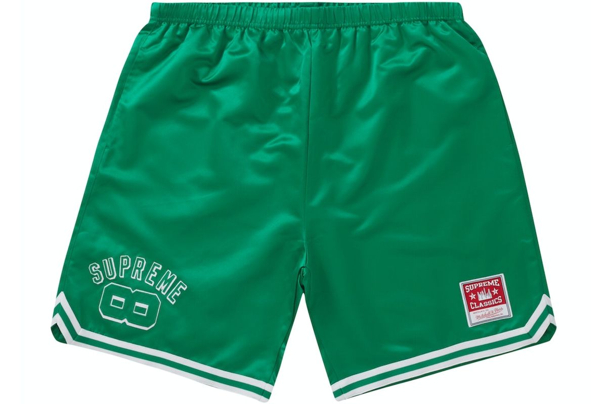 Supreme Pre-owned Mitchell & Ness Satin Basketball Green Short
