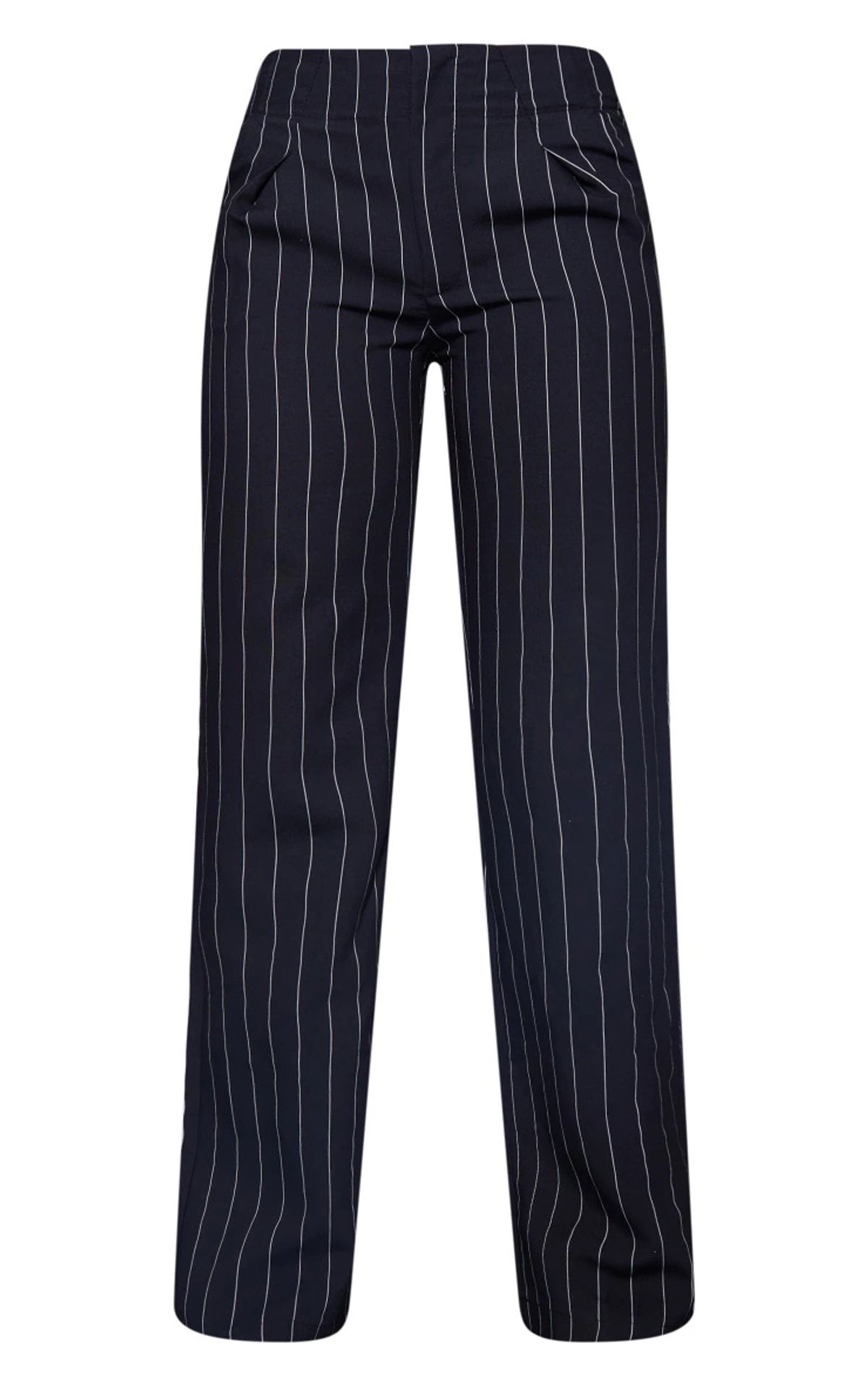 Pretty Little Thing Black Pinstripe Tailored Wide Leg Pants