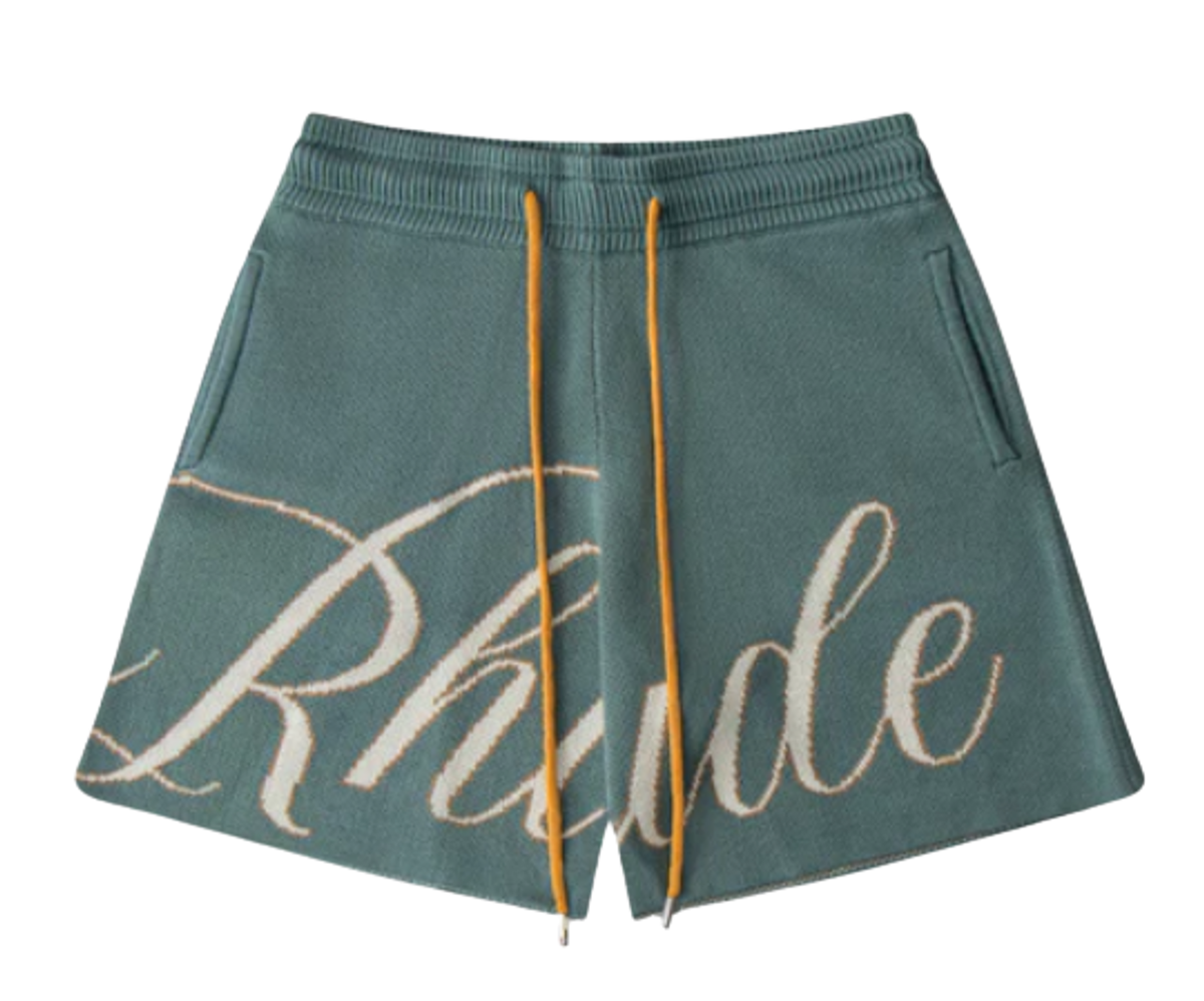 Short Rhude Noir Script Logo - Taille L En Coton Et Cachemire - Neuf Avec étiquette