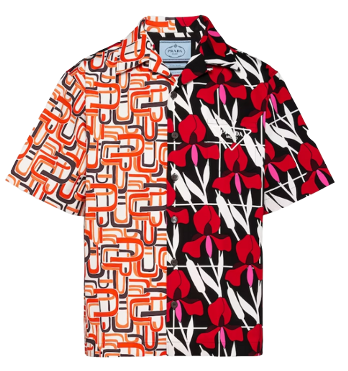 Prada Double Match Orange Heavy Cotton Shirt