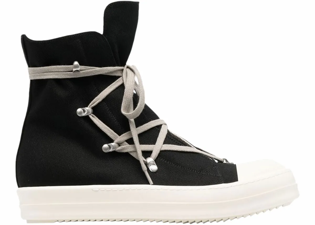 Rick Owens Drkshdw Strobe Cotton Denim Hexa High Black Milk Sneakers